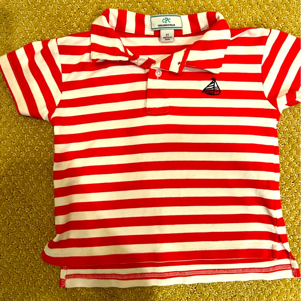 Classic Prep Toddler Red and White Striped Polo size 2T